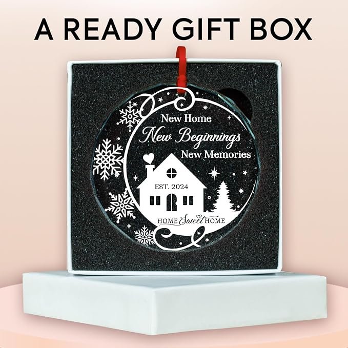 New Home 2024 Ornament Housewarming Gifts First House Ornament 2024 First Christmas in Our New Home Christmas Homewarming Gifts Welcome House Clear Crystal Hanging - Image 5