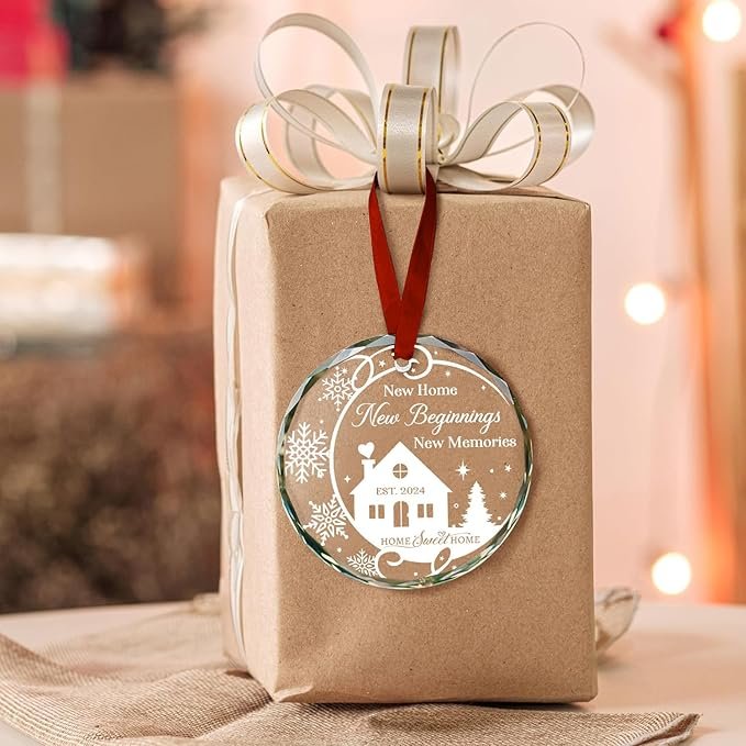 New Home 2024 Ornament Housewarming Gifts First House Ornament 2024 First Christmas in Our New Home Christmas Homewarming Gifts Welcome House Clear Crystal Hanging - Image 7