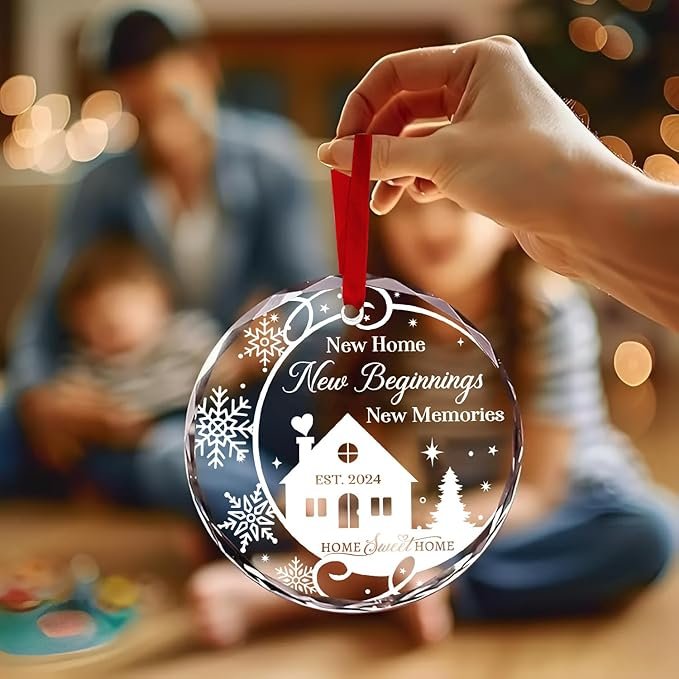 New Home 2024 Ornament Housewarming Gifts First House Ornament 2024 First Christmas in Our New Home Christmas Homewarming Gifts Welcome House Clear Crystal Hanging - Image 8