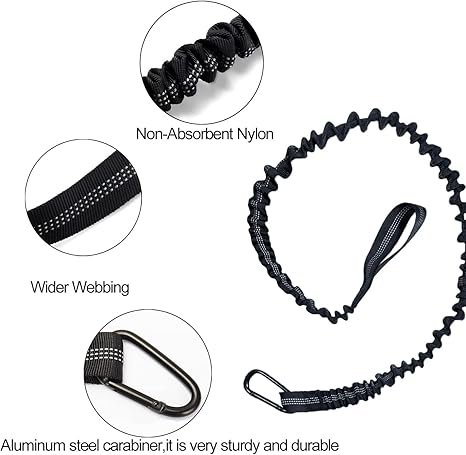 Paddle Leash Kayak Paddle Holder Tool Lanyard - 2 Pack Stretchable Paddle Strap with Carabiner Secure Leash Lanyard Rope for SUP Kayak Canoe Paddle Fishing Pole Rod. - Image 8
