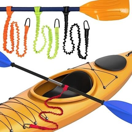 Paddle Leash Kayak Paddle Holder Tool Lanyard - 2 Pack Stretchable Paddle Strap with Carabiner Secure Leash Lanyard Rope for SUP Kayak Canoe Paddle Fishing Pole Rod.