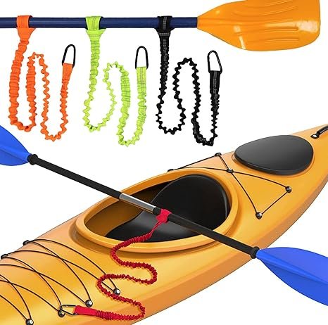 Paddle Leash Kayak Paddle Holder Tool Lanyard - 2 Pack Stretchable Paddle Strap with Carabiner Secure Leash Lanyard Rope for SUP Kayak Canoe Paddle Fishing Pole Rod.
