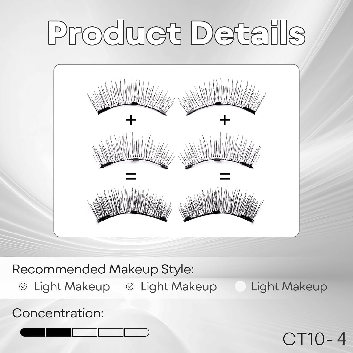Waterproof, Lightweight, Natural Makeup No.CT10-5 BLACK , Magnetic Eyelashes, Magnetic Eyelashes No Glue or Eyeliner - Image 5