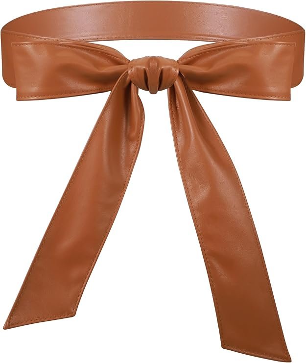 Women Leather Wrap Belt Obi Waist Fashion Tie Belt PU Sash for Dress Coat 1.85 Wide - Image 10