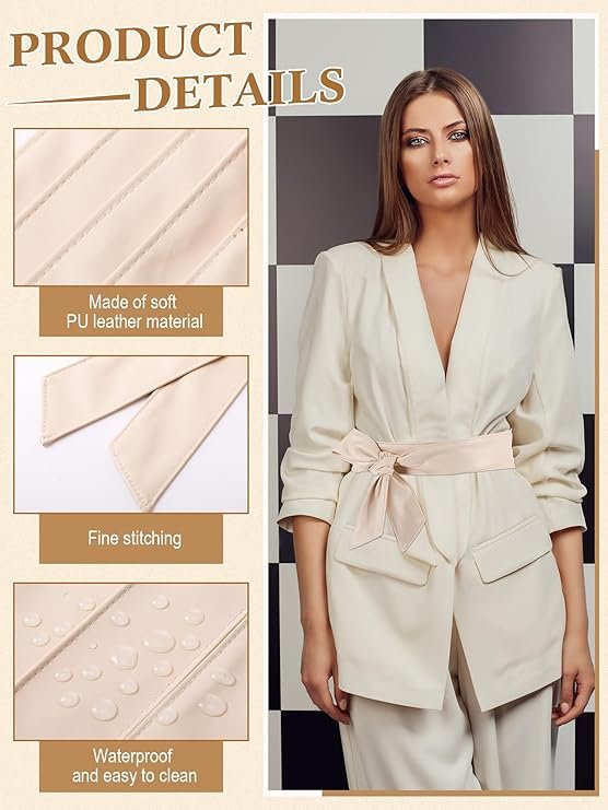 Women Leather Wrap Belt Obi Waist Fashion Tie Belt PU Sash for Dress Coat 1.85 Wide - Image 9
