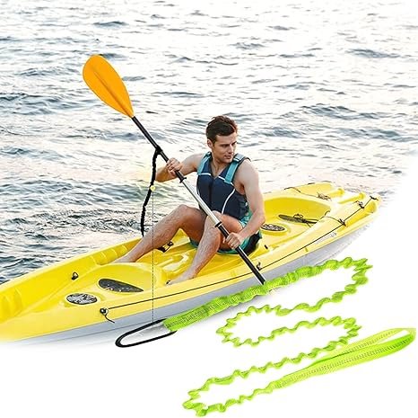 Paddle Leash Kayak Paddle Holder Tool Lanyard - 2 Pack Stretchable Paddle Strap with Carabiner Secure Leash Lanyard Rope for SUP Kayak Canoe Paddle Fishing Pole Rod. - Image 2