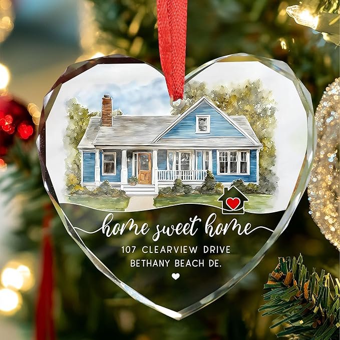 New Home 2024 Ornament Housewarming Gifts First House Ornament 2024 First Christmas in Our New Home Christmas Homewarming Gifts Welcome House Clear Crystal Hanging - Image 16