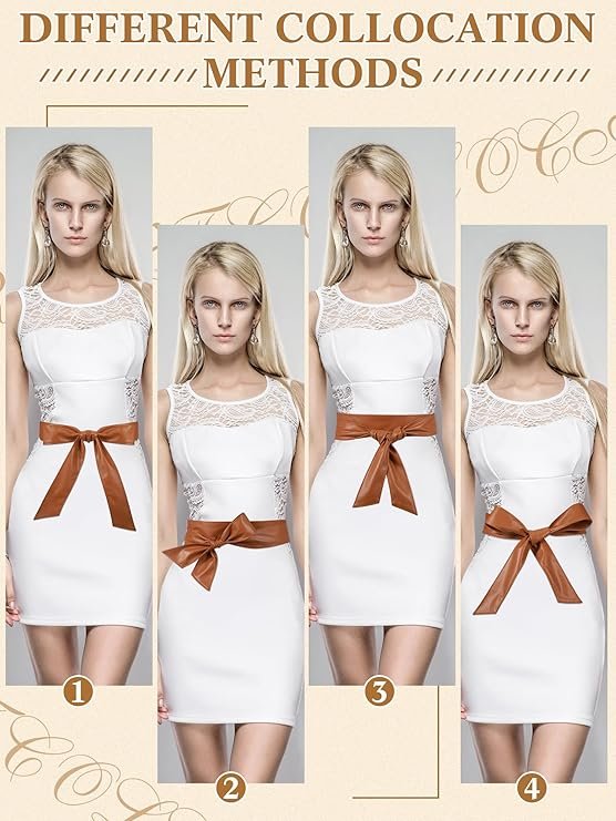 Women Leather Wrap Belt Obi Waist Fashion Tie Belt PU Sash for Dress Coat 1.85 Wide - Image 3