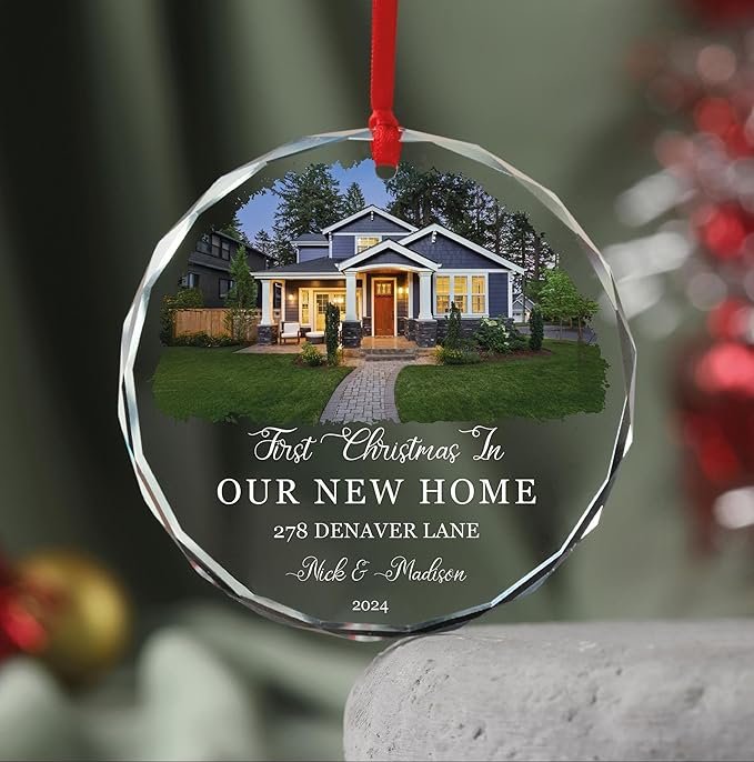 New Home 2024 Ornament Housewarming Gifts First House Ornament 2024 First Christmas in Our New Home Christmas Homewarming Gifts Welcome House Clear Crystal Hanging - Image 17