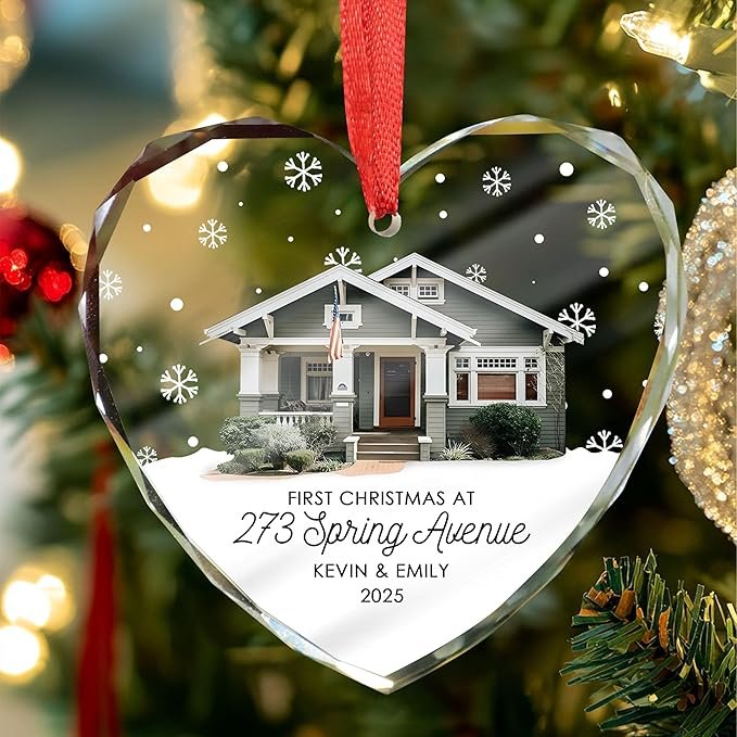 New Home 2024 Ornament Housewarming Gifts First House Ornament 2024 First Christmas in Our New Home Christmas Homewarming Gifts Welcome House Clear Crystal Hanging - Image 10