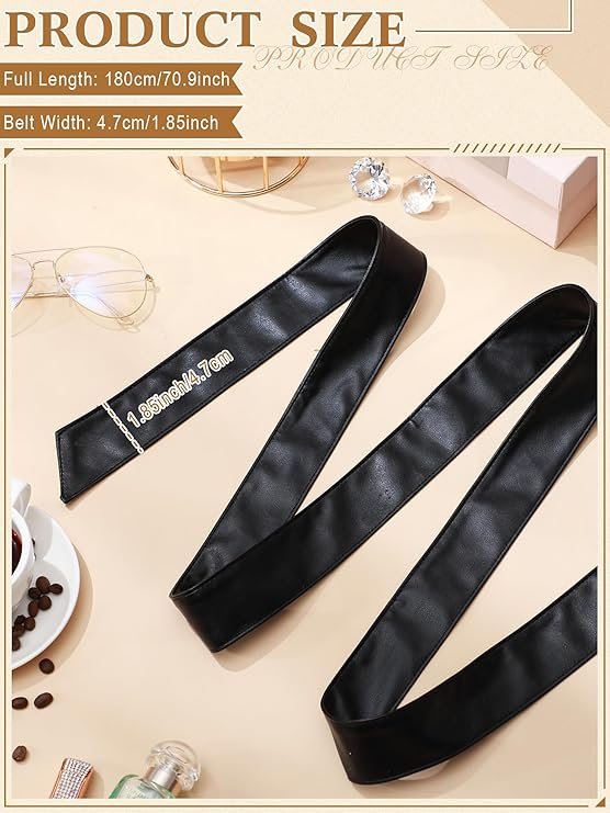 Women Leather Wrap Belt Obi Waist Fashion Tie Belt PU Sash for Dress Coat 1.85 Wide - Image 15