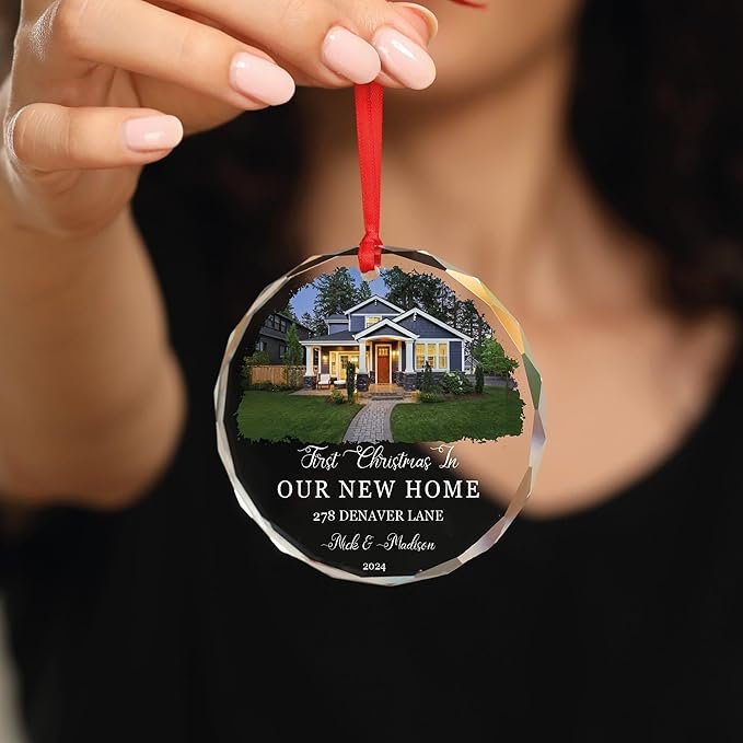 New Home 2024 Ornament Housewarming Gifts First House Ornament 2024 First Christmas in Our New Home Christmas Homewarming Gifts Welcome House Clear Crystal Hanging - Image 14