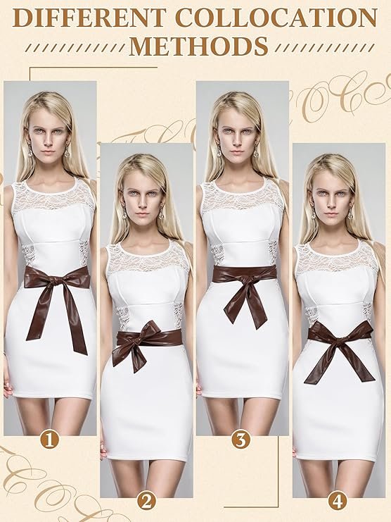 Women Leather Wrap Belt Obi Waist Fashion Tie Belt PU Sash for Dress Coat 1.85 Wide - Image 17