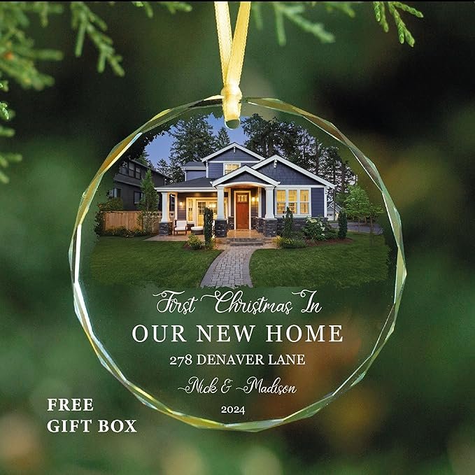 New Home 2024 Ornament Housewarming Gifts First House Ornament 2024 First Christmas in Our New Home Christmas Homewarming Gifts Welcome House Clear Crystal Hanging - Image 15