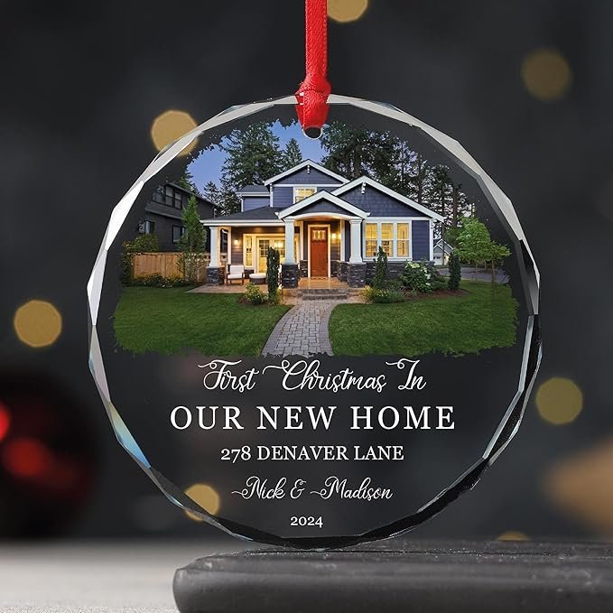 New Home 2024 Ornament Housewarming Gifts First House Ornament 2024 First Christmas in Our New Home Christmas Homewarming Gifts Welcome House Clear Crystal Hanging - Image 2