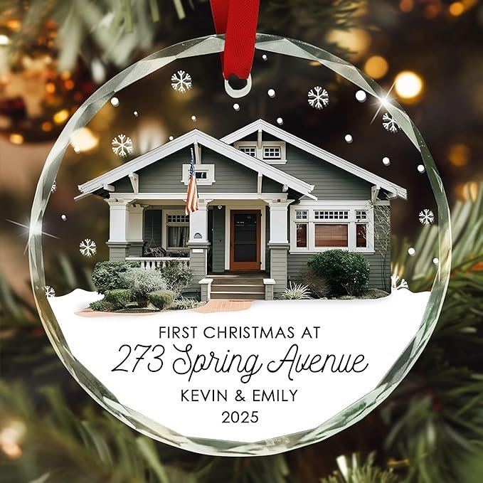 New Home 2024 Ornament Housewarming Gifts First House Ornament 2024 First Christmas in Our New Home Christmas Homewarming Gifts Welcome House Clear Crystal Hanging - Image 3