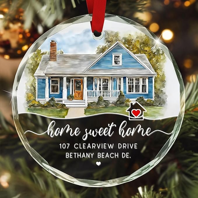 New Home 2024 Ornament Housewarming Gifts First House Ornament 2024 First Christmas in Our New Home Christmas Homewarming Gifts Welcome House Clear Crystal Hanging - Image 4
